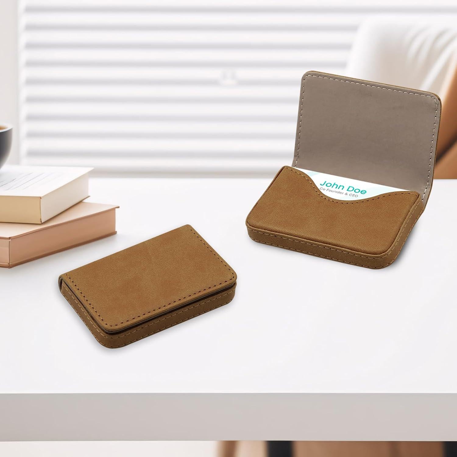 AI-DEE RFID Blocking Wallet - Minimalist Leather Business Credit Card Holder (PW-Apricot),
