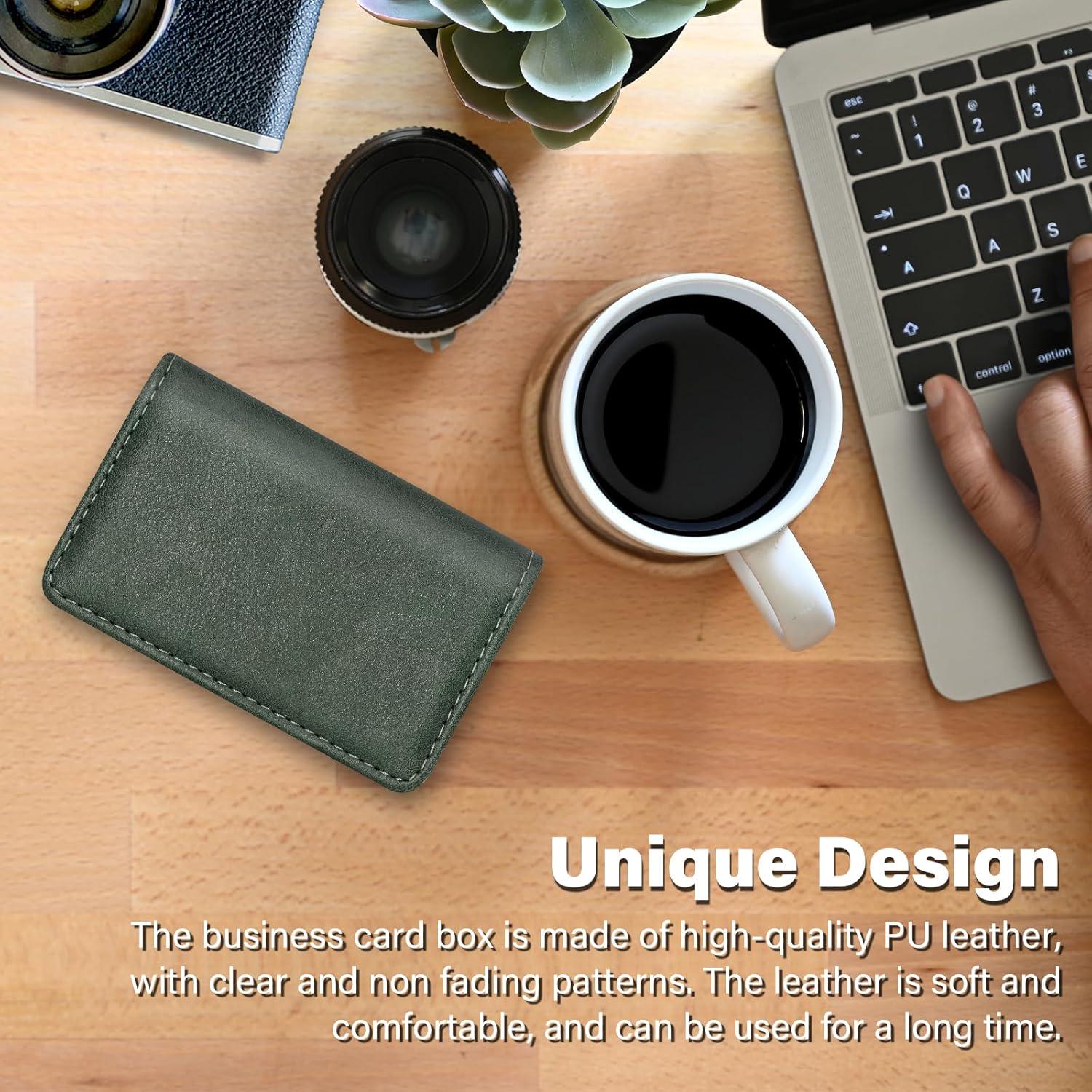 AI-DEE RFID Blocking Wallet - Minimalist Leather Business Credit Card Holder (12-Green),