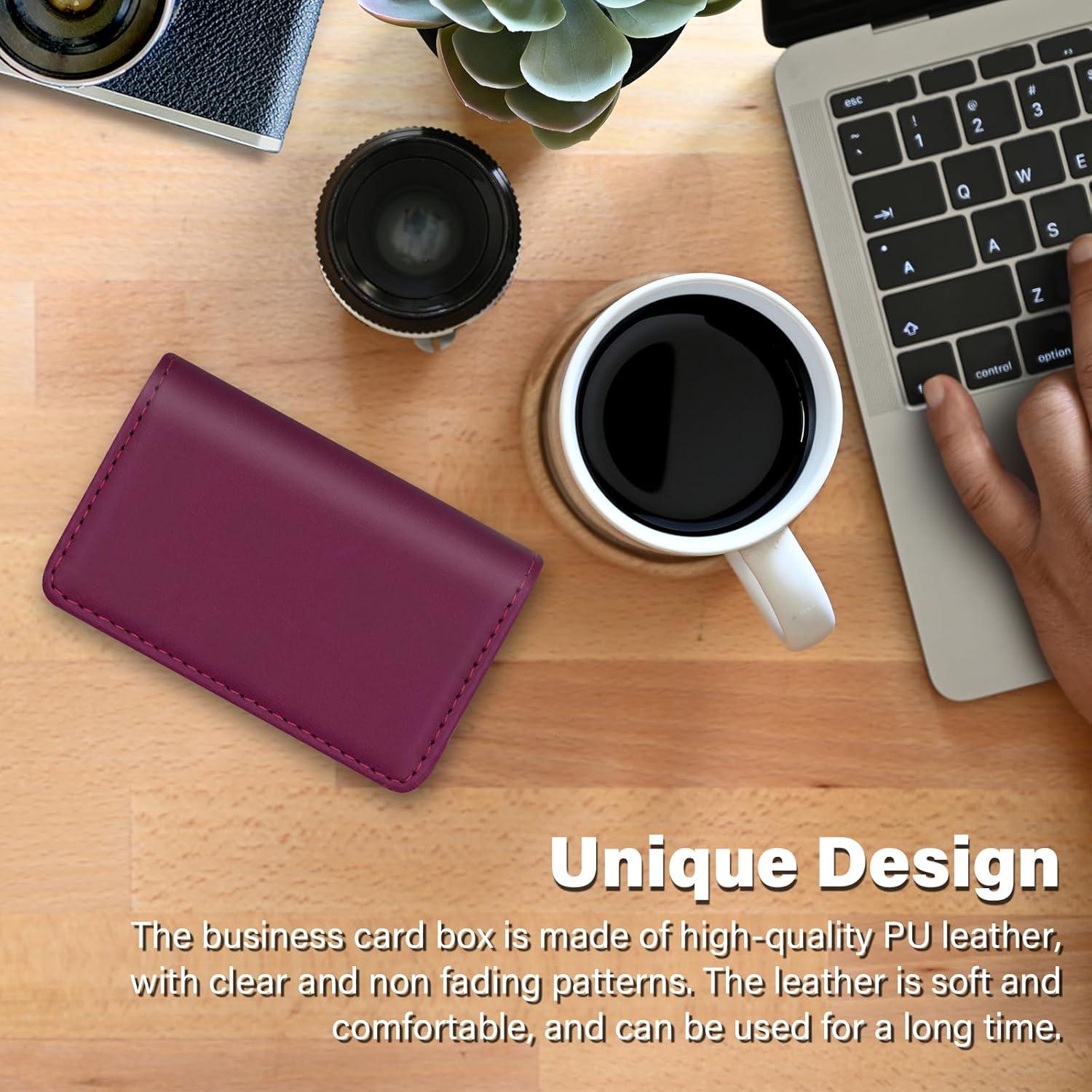 AI-DEE RFID Blocking Wallet - Minimalist Leather Business Credit Card Holder (PW-Wine Red),