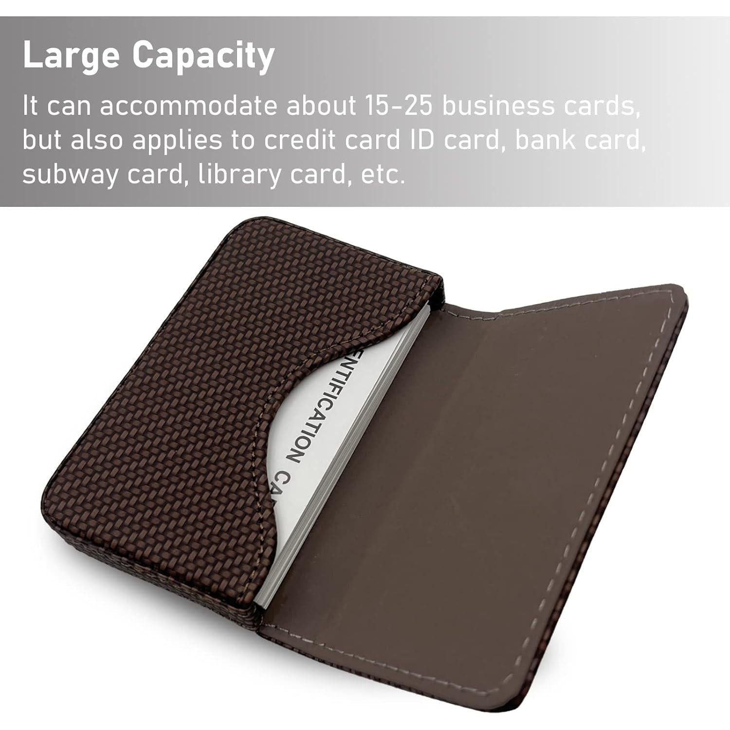 AI-DEE RFID Blocking Wallet - Minimalist Leather Business Credit Card Holder (Woven Coffee),
