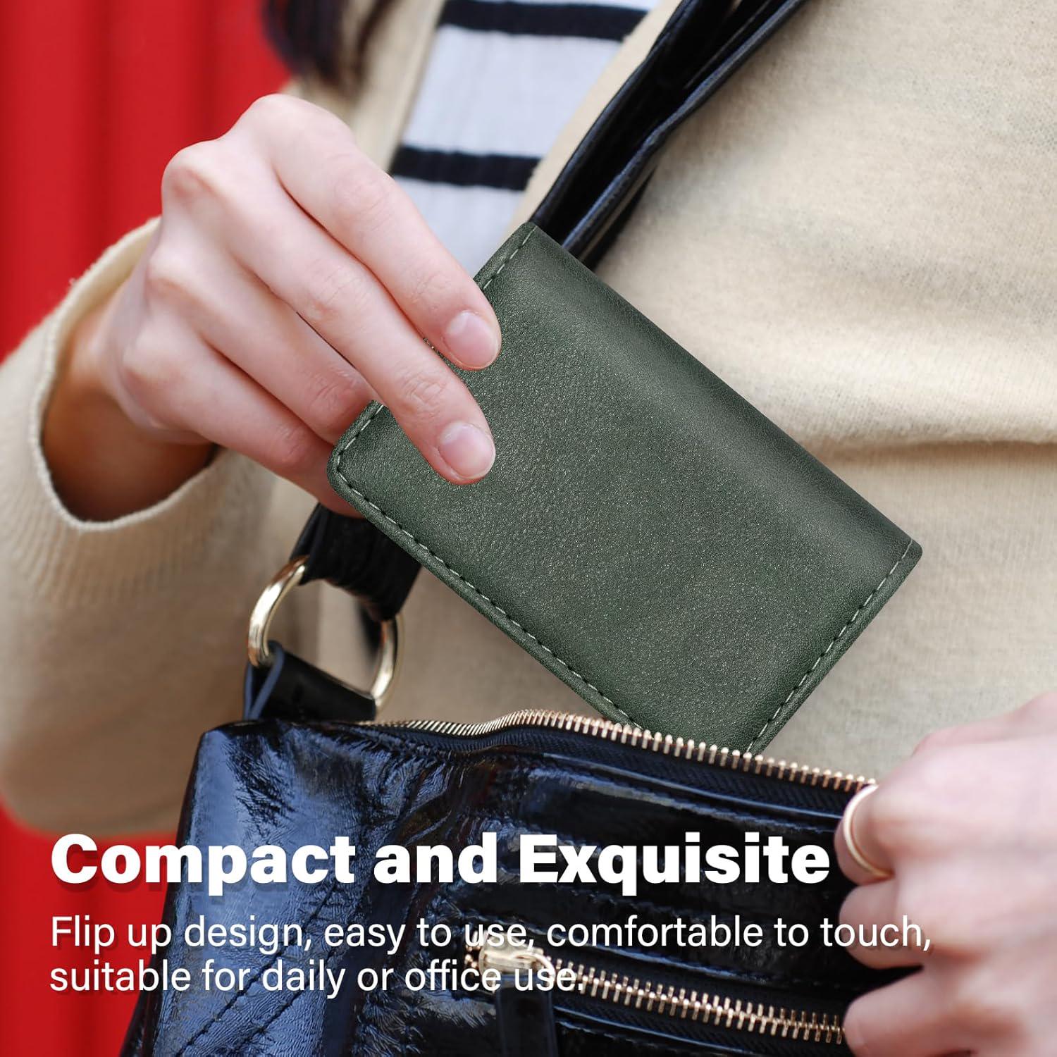 AI-DEE RFID Blocking Wallet - Minimalist Leather Business Credit Card Holder (12-Green),