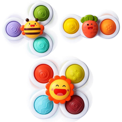 Alasou 3pcs Pop Suction Cup Spinner Toys for 1-3 Year Old Boys & Girls, Sensory Bath & Toddler Spinning Tops, Ideal Gift for Infants, Ages 1-18 Months