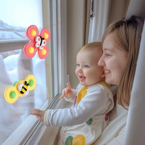 Alasou 3PCS Suction Cup Spinner Toys, Spinning Tops for Baby Boys/Girls, Bath & Sensory Toy, Ages 12–36 Months