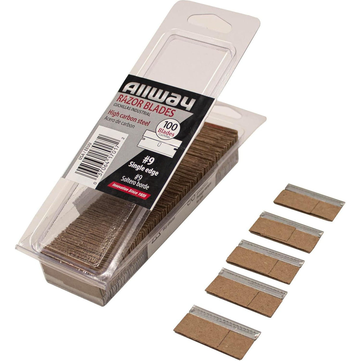 ALLWAY SEB100VP #9 Single-Edge Razor Blades, 100 Pack Clamshell,037064170172