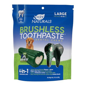 Ark Naturals Brushless Dog Toothpaste Chews, 18?oz, Large Breed Dental Treats, Plaque & Tartar Reduction