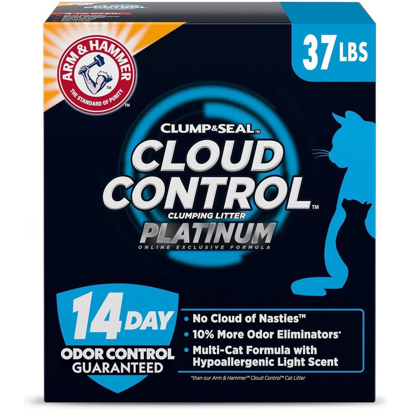 Arm & Hammer Cloud Control Platinum Clumping Cat Litter, 37 lb, Odor Control & Easy Scooping