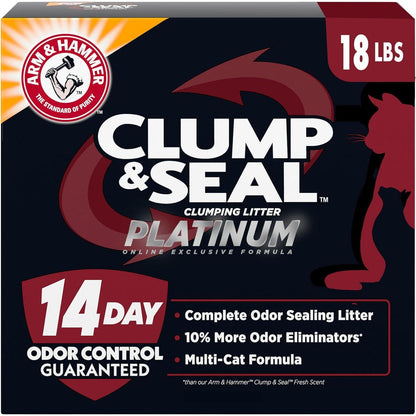 Arm and Hammer Clump and Seal Platinum Multi Cat Litter Odor Control 14 Days 18 lb Bag