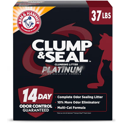 Arm & Hammer Clump & Seal Platinum Cat Litter, Multi-Cat, 14 Day Odor Control, 37 lb Box