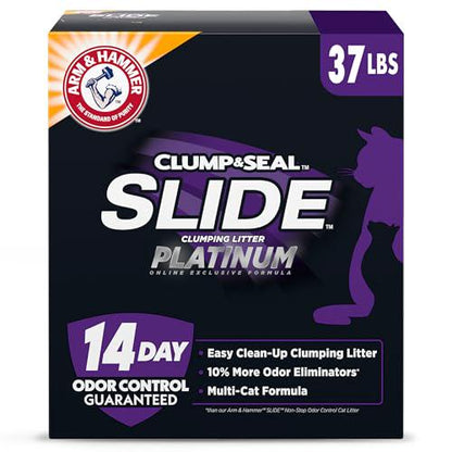 Arm & Hammer Clump & Seal Slide Platinum Cat Litter, 37 lbs, Easy Clean, Multi-Cat, Odor Control