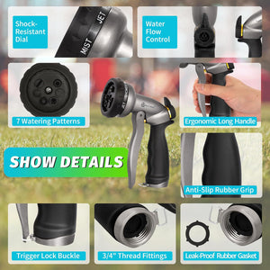 AUTOMAN Garden Hose Nozzle -2 Pack, 100% Metal High Pressure Spray Nozzle, Labor-Saving Design, Heavy Duty Water Hose Nozzle For Garden Watering, Car Washing, Window Cleaning,Pets Bathing,