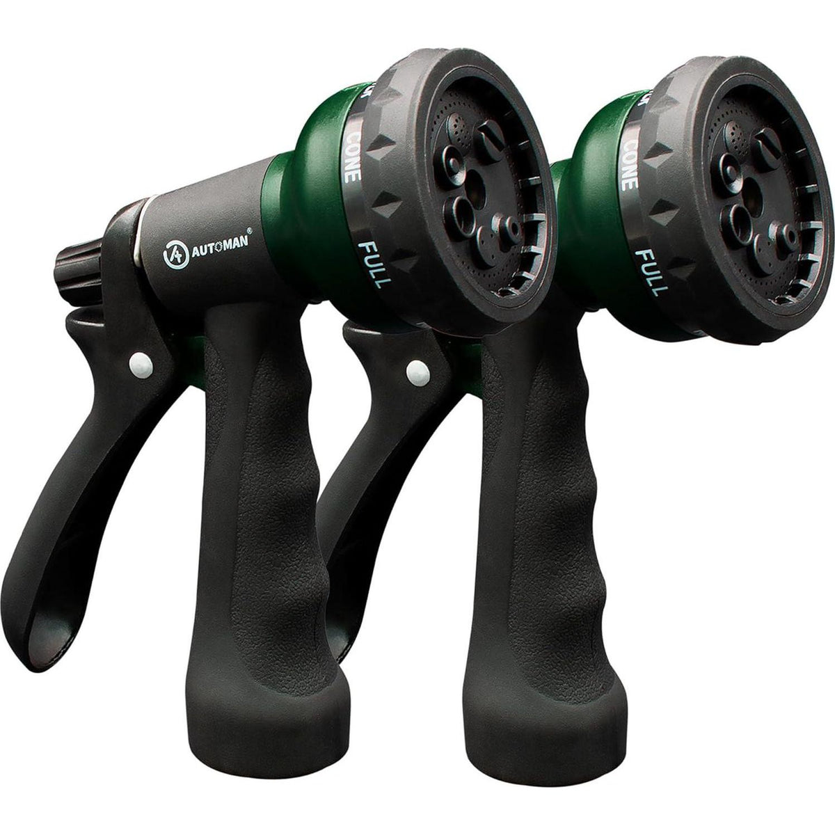 AUTOMAN-Garden-Hose-Nozzle-2PK,ABS Water Spray Nozzle With Heavy Duty 7 Adjustable Watering Patterns,Slip Resistant For Watering Plants,Lawn& Garden,Washing Cars,Cleaning,Showering Pets And Outdoor Fun,