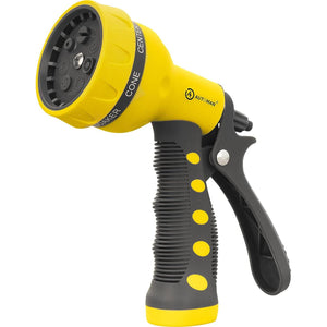 AUTOMAN-Garden-Hose-Nozzle,ABS Water Spray Nozzle With Heavy Duty 7 Adjustable Watering Patterns,Slip Resistant For Watering Plants,Lawn& Garden,Washing Cars,Cleaning,Showering Pets - Yellow,