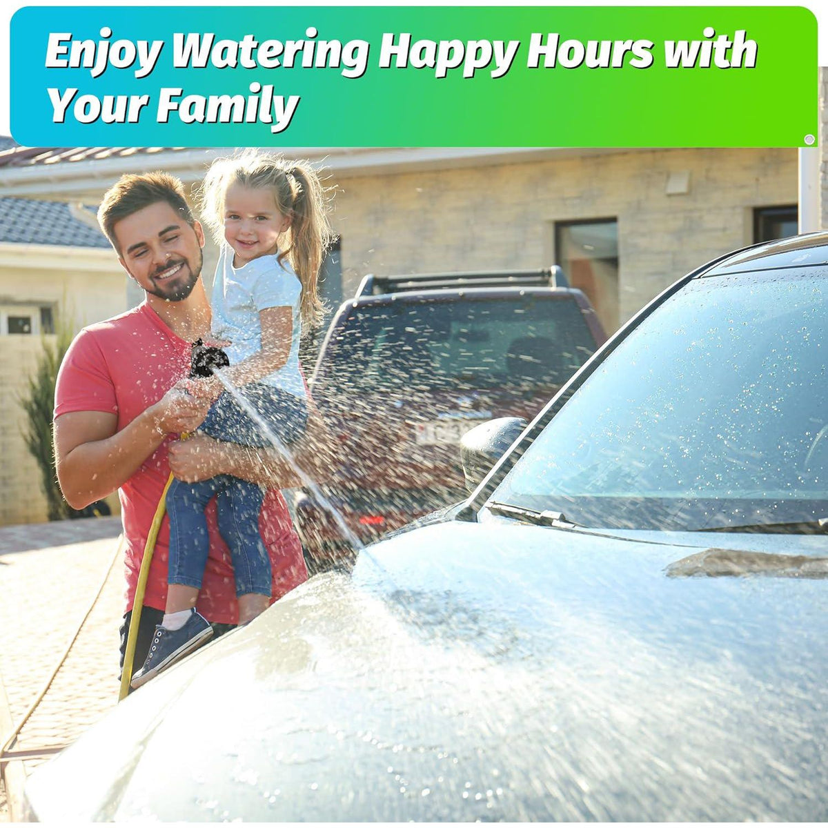AUTOMAN Garden Hose Nozzle -2 Pack, 100% Metal High Pressure Spray Nozzle, Labor-Saving Design, Heavy Duty Water Hose Nozzle For Garden Watering, Car Washing, Window Cleaning,Pets Bathing,
