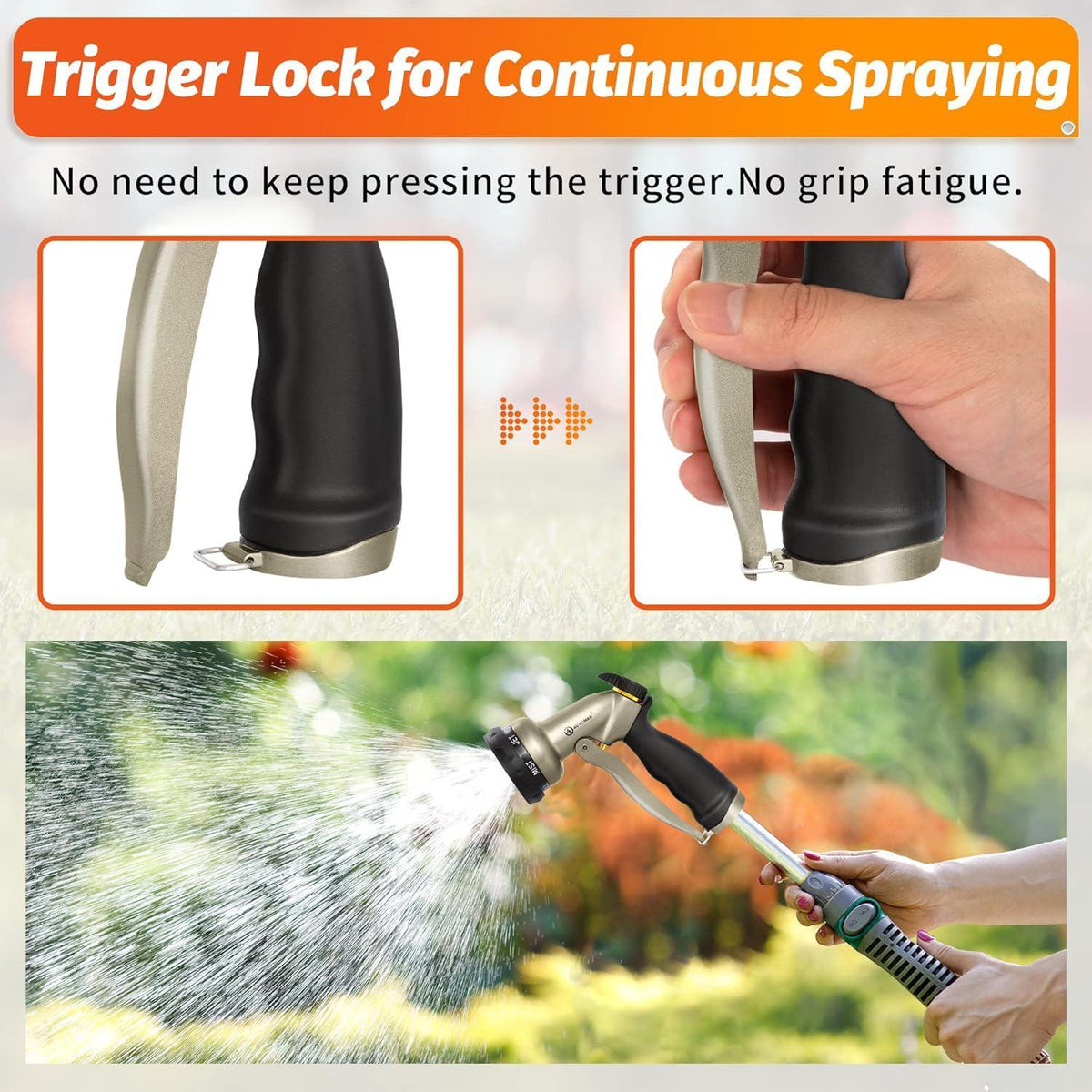 AUTOMAN Garden Hose Nozzle-7 Patterns Sprayer-2 Pack, Metal High Pressure Spray Nozzle, Heavy Duty Labor-Saving Design Water Hose Nozzle For Garden Watering, Car Washing, Window Cleaning, Pets Bathing,