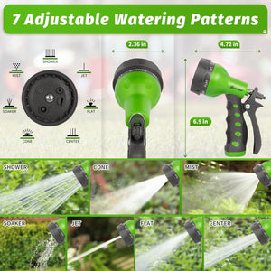 AUTOMAN-Garden-Hose-Nozzle,ABS Water Spray Nozzle With Heavy Duty 7 Adjustable Watering Patterns,Slip Resistant For Watering Plants,Lawn& Garden,Washing Cars,Cleaning,Showering Pets - Green,