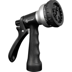 AUTOMAN-Garden-Hose-Nozzle, ABS Water Spray Nozzle, 7 Adjustable Watering Patterns, Slip Resistant For Watering Plants, Lawn& Garden, Washing Cars, Cleaning, Showering Pets And Outdoor Fun.Silver Color,