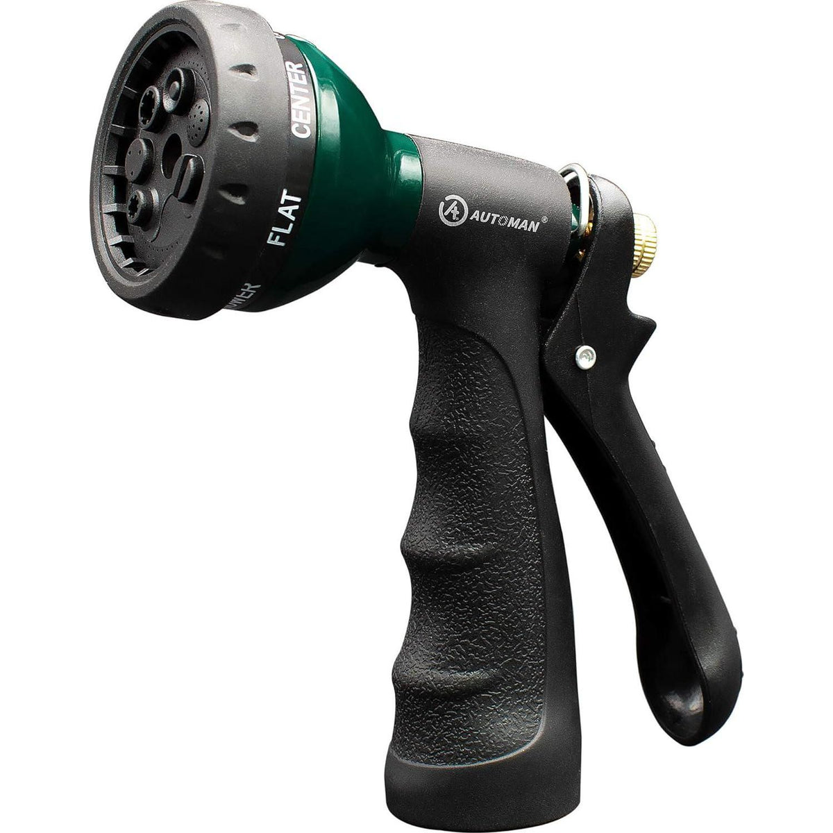 AUTOMAN-Garden-Hose-Nozzle, Metal Water Spray Nozzle With Heavy Duty 7 Adjustable Watering Patterns,Slip Resistant For Watering Plants,Lawn& Garden,Washing Cars,Cleaning,Showering Pets And Outdoor Fun.,