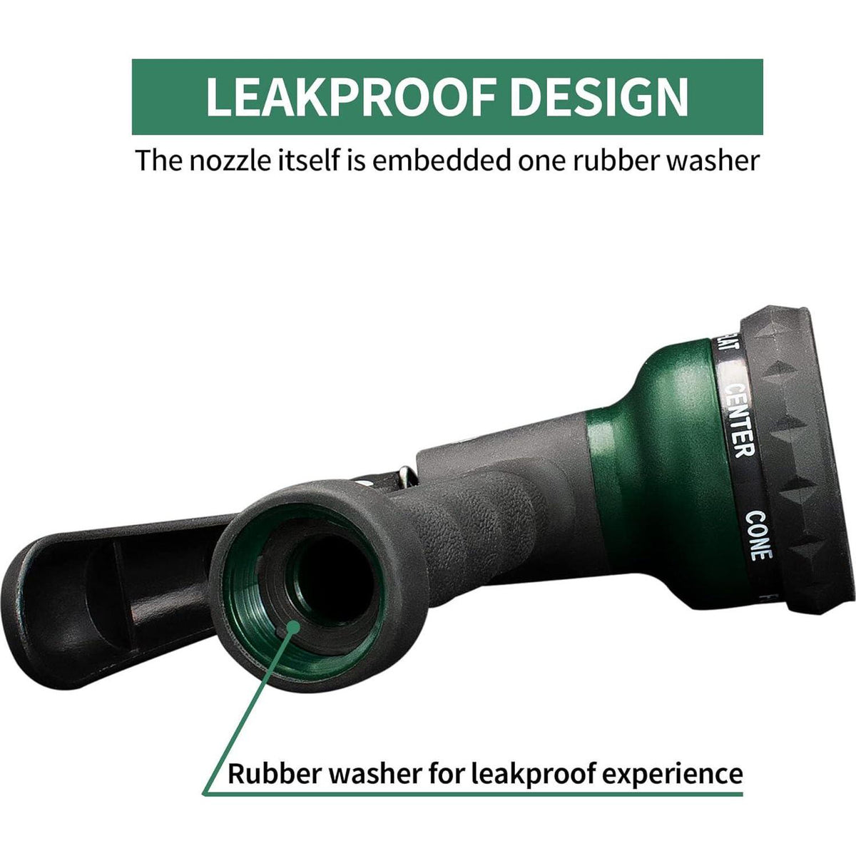 AUTOMAN-Garden-Hose-Nozzle, ABS Water Spray Nozzle With 7 Adjustable Watering Patterns, Slip Resistant For Watering Plants, Lawn& Garden, Washing Cars, Cleaning, Showering Pets And Outdoor Fun.,