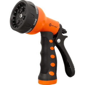 AUTOMAN-Garden-Hose-Nozzle,ABS Water Spray Nozzle With Heavy Duty 7 Adjustable Watering Patterns,Slip Resistant For Watering Plants,Lawn& Garden,Washing Cars,Cleaning,Showering Pets - Orange,