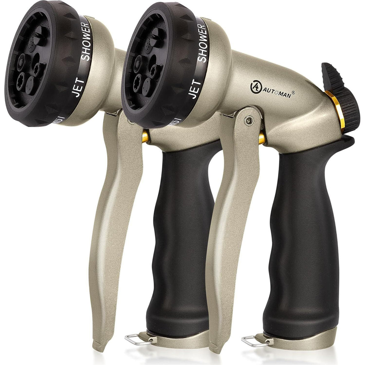 AUTOMAN Garden Hose Nozzle-7 Patterns Sprayer-2 Pack, Metal High Pressure Spray Nozzle, Heavy Duty Labor-Saving Design Water Hose Nozzle For Garden Watering, Car Washing, Window Cleaning, Pets Bathing,