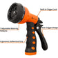 AUTOMAN-Garden-Hose-Nozzle,ABS Water Spray Nozzle With Heavy Duty 7 Adjustable Watering Patterns,Slip Resistant For Watering Plants,Lawn& Garden,Washing Cars,Cleaning,Showering Pets - Orange,