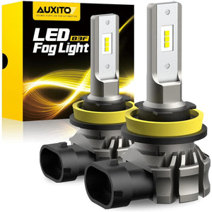 AUXITO H11/H8/H16 LED Fog Light Bulbs Or DRL, 6000 Lumens 6500K Cool White Light, 300% Brightness, CSP LED Chips Fog Lamps Replacement For Cars, Play And Plug (Pack Of 2),