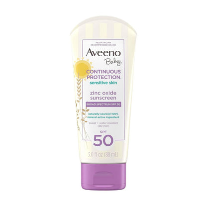 Aveeno Baby Continuous Protection Sensitive Skin SPF 50 Zinc Oxide Sunscreen 88ml