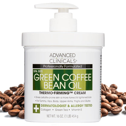 Advanced Clinicals Advanced Clinicals Green Coffee Bean Thermo Firming Body Cream | Anti Cellulite Cream | Caffeine Body Lotion Moisturizer To Firm, Tighten, And Hydrate Look Of Legs, Arms, Tummy, Butt, And Thighs, 16 Oz