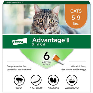 Advantage II Small Cat Flea Treatment Vet Recommended 5 to 9 lbs 6 Month Supply Topical Solution