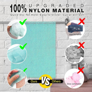 African Bath Sponge African Net Long Net Bath Sponge Exfoliating Shower Body Scrubber Back Scrubber Skin Smoother,Great For Daily Use (Green),
