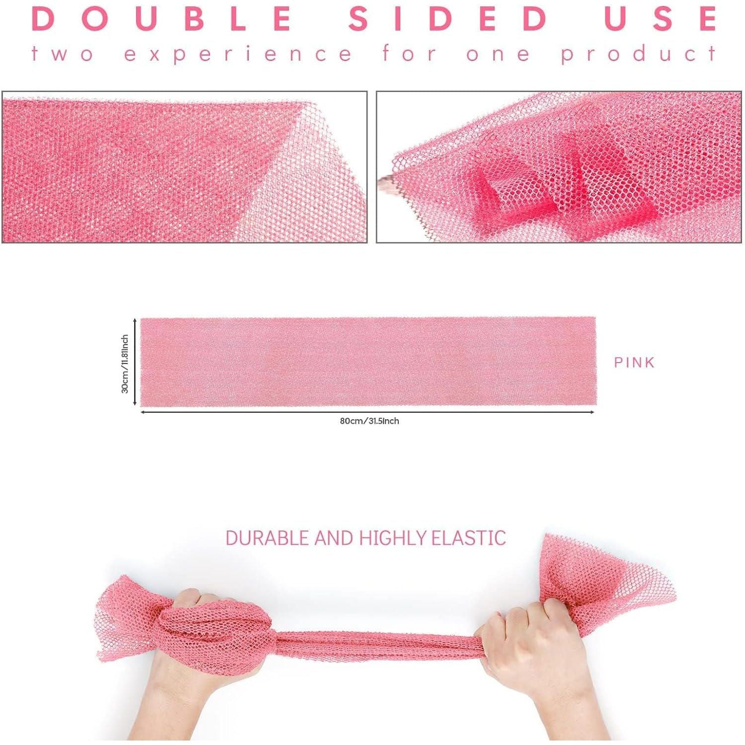 African Net Sponge African Net Long Net Bath Sponge Exfoliating Shower Body Scrubber Back Scrubber Skin Smoother,Great For Daily Use (Pink),