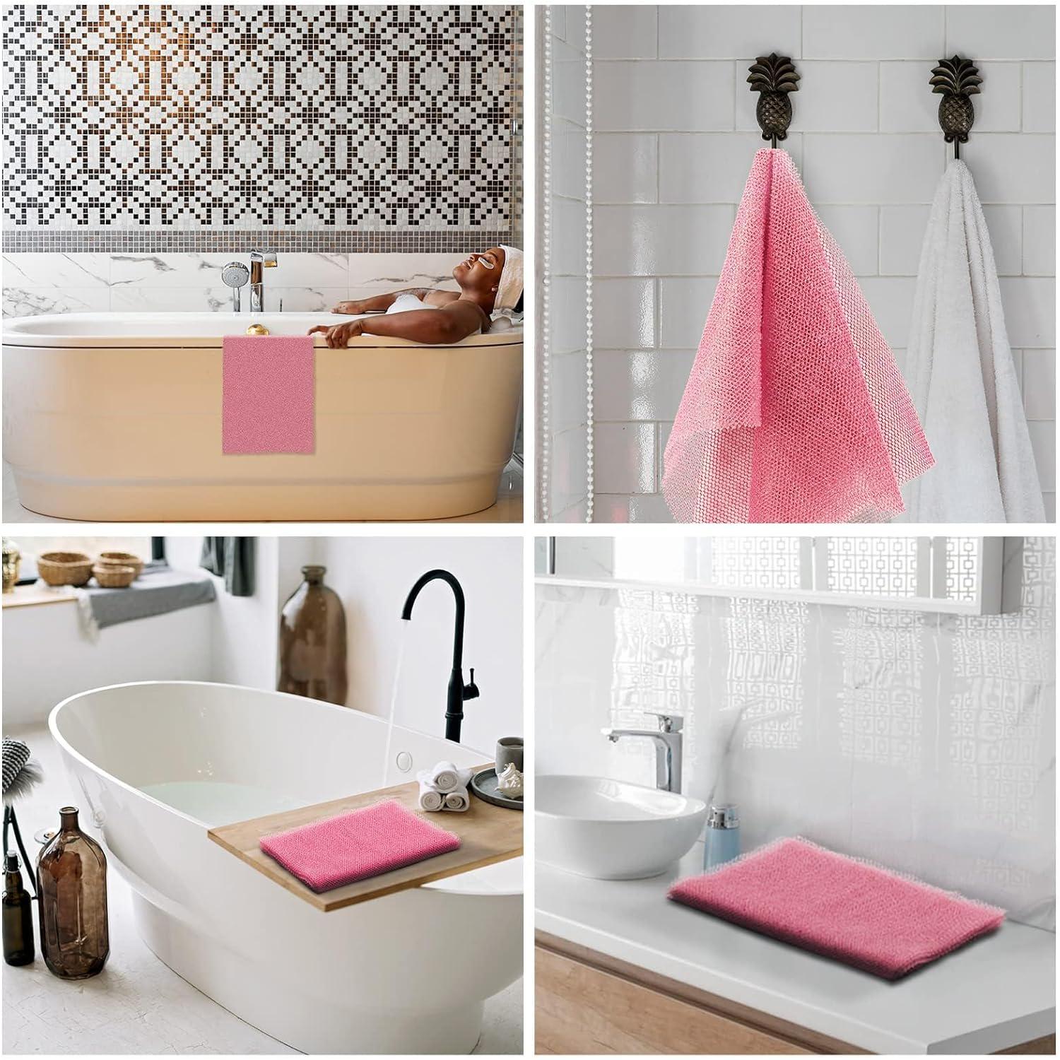 African Net Sponge African Net Long Net Bath Sponge Exfoliating Shower Body Scrubber Back Scrubber Skin Smoother,Great For Daily Use (Pink),