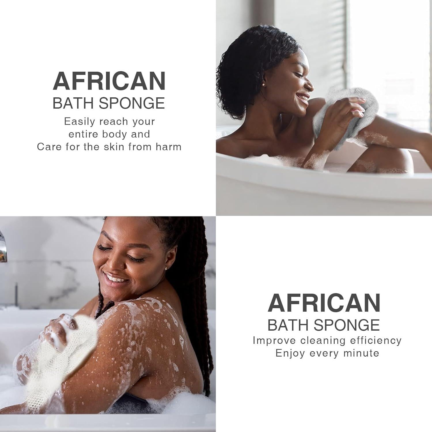 African Net Sponge African Net Long Net Bath Sponge Exfoliating Shower Body Scrubber Back Scrubber Skin Smoother,Great For Daily Use (White),