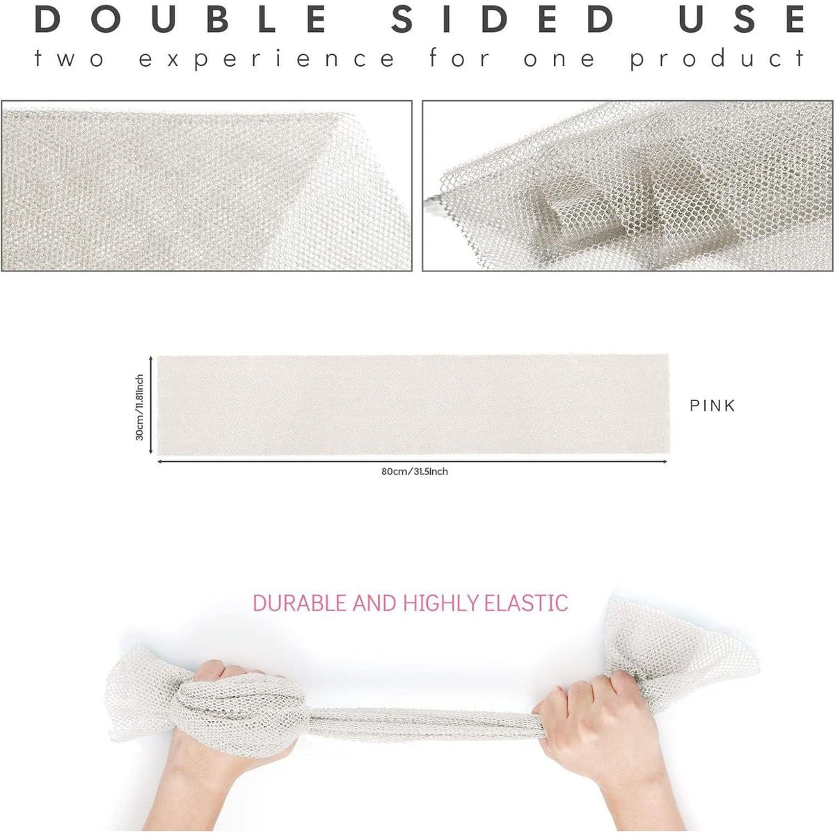 African Net Sponge African Net Long Net Bath Sponge Exfoliating Shower Body Scrubber Back Scrubber Skin Smoother,Great For Daily Use (White),
