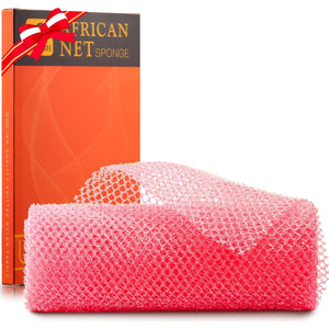 African Net Sponge African Net Long Net Bath Sponge Exfoliating Shower Body Scrubber Back Scrubber Skin Smoother,Great For Daily Use (Pink),