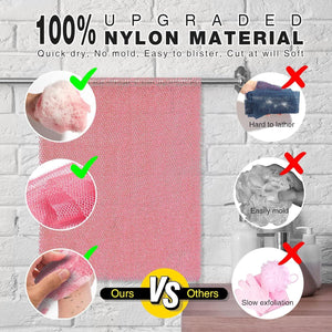 African Net Sponge African Net Long Net Bath Sponge Exfoliating Shower Body Scrubber Back Scrubber Skin Smoother,Great For Daily Use (Pink),