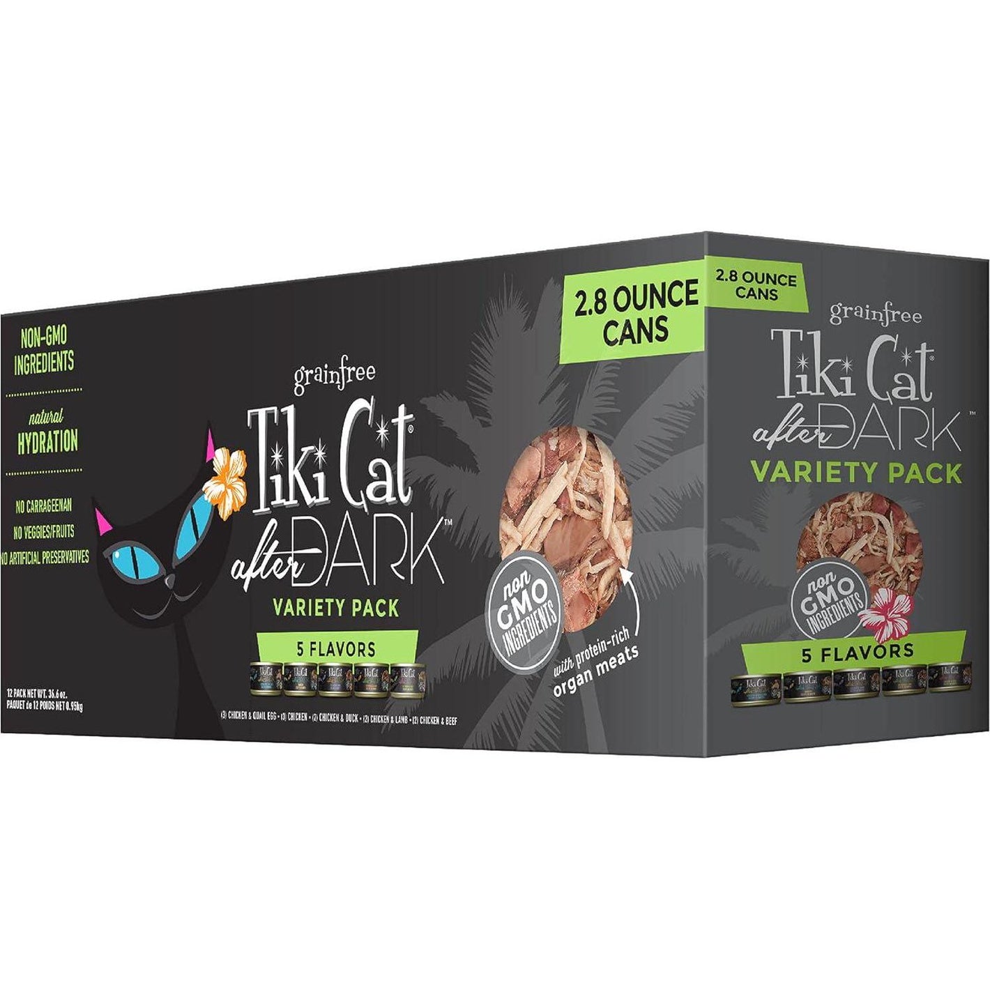 After Dark Wet Cat Food Variety Pack High Protein 2.8 oz Cans Pack of 12 Non GMO for Adult Cats