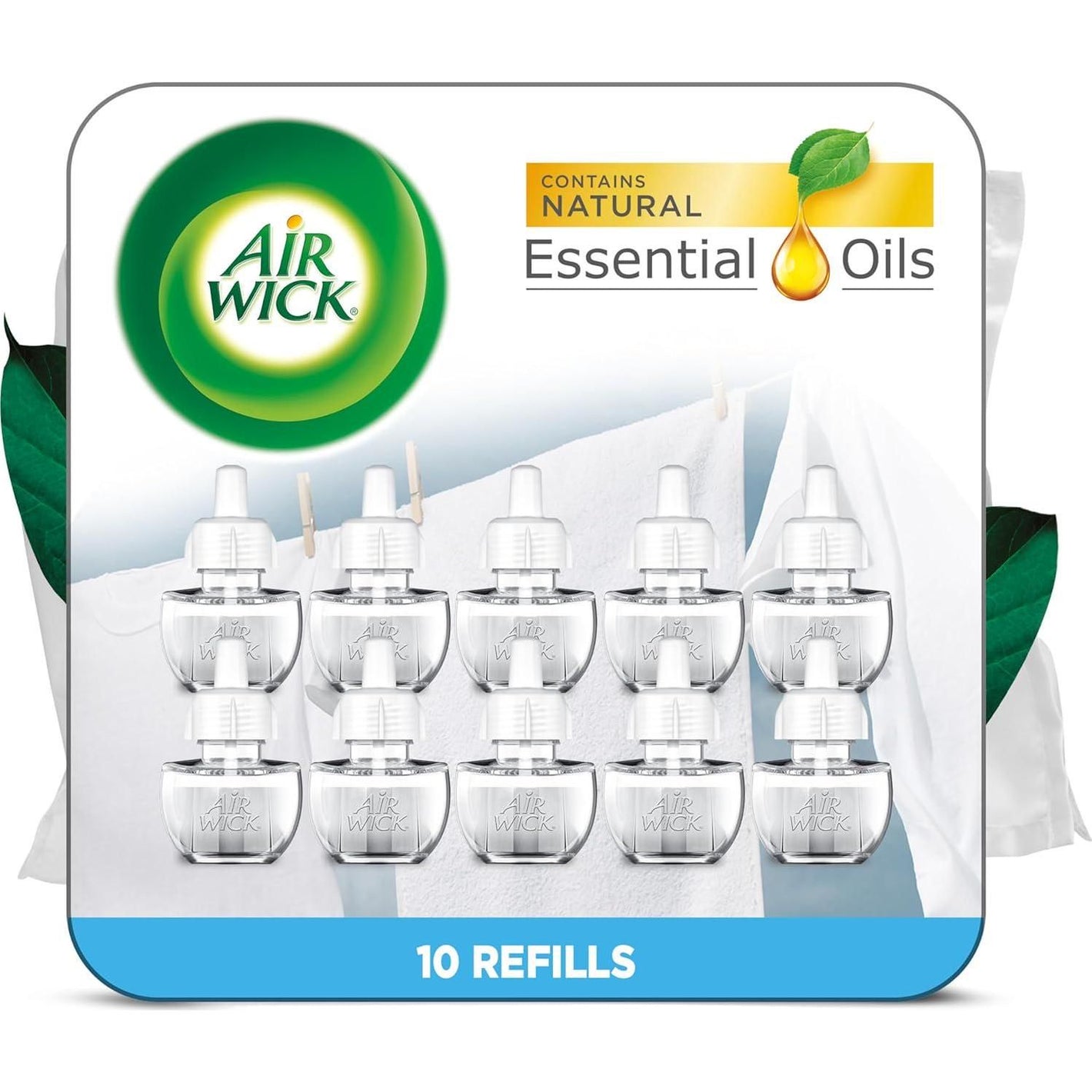 Air Wick Plug-In Scented Oil Refill, Fresh Linen Scent, Eco-Friendly, 10ct
