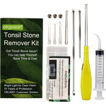 Airgoesin Upgraded Tonsil Stone Remover Tool, Yellow, 5 Tips, Tonsillolith Pick Case + 1 Irrigator Fresh Breath Oral Rinse,