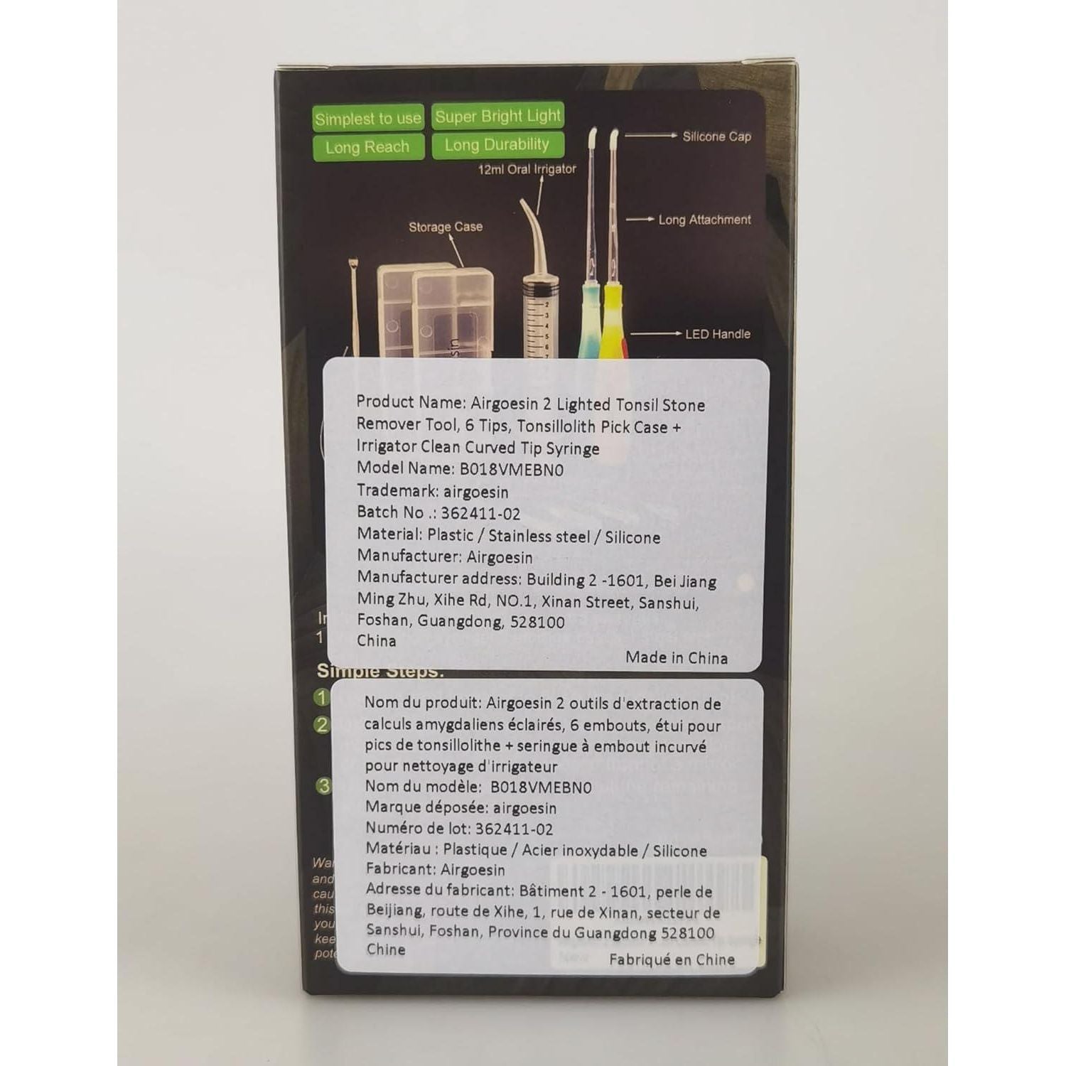 Airgoesin Upgraded Tonsil Stone Remover Tool, Blue And Yellow, 5 Tips, Tonsillolith Pick Case + 1 Irrigator Fresh Breath Oral Rinse,