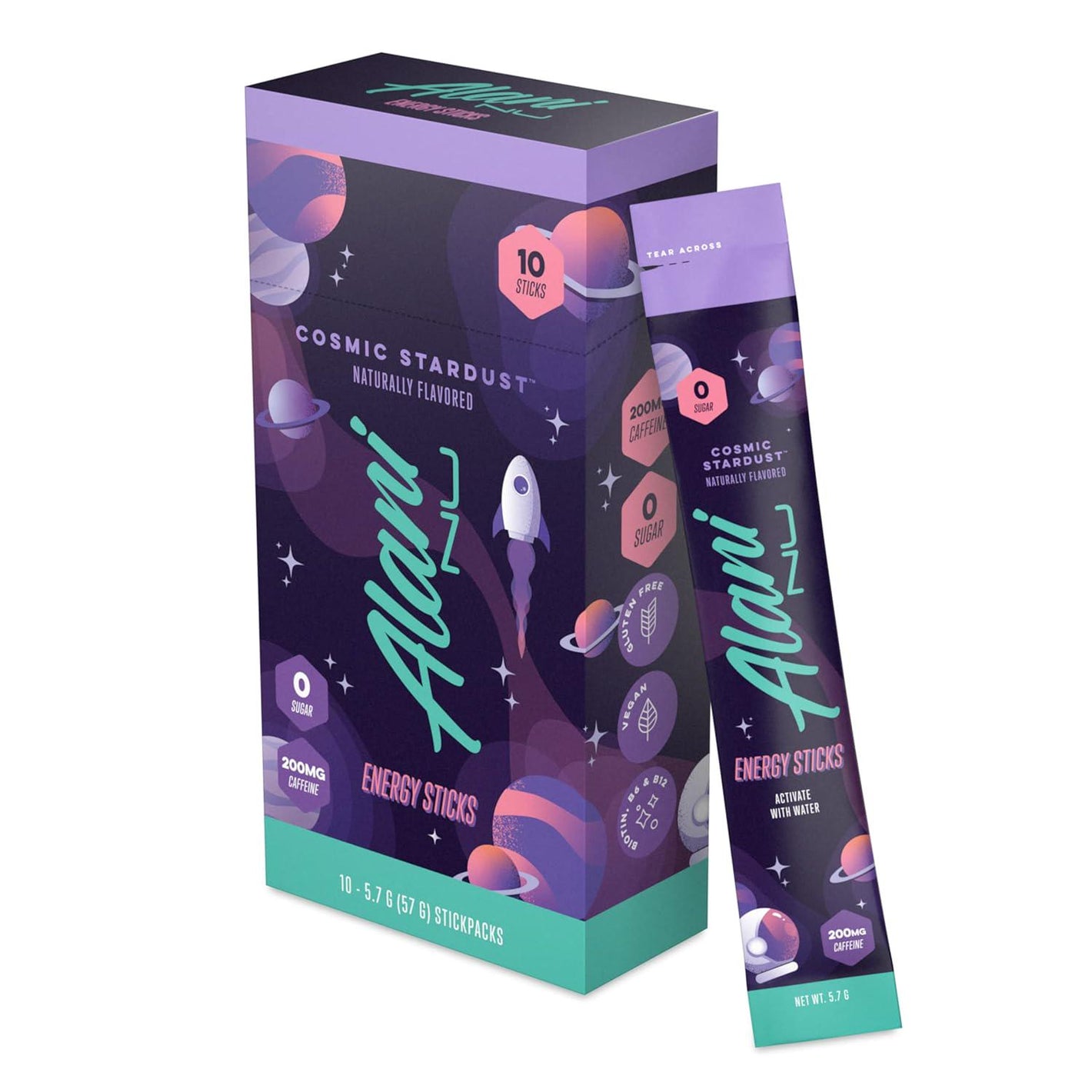 Alani Nu Alani Nu COSMIC STARDUST Energy Sticks | Energy Drink Powder | 200mg Caffeine | Pre Workout Performance With Antioxidants | On-The-Go Drink Mix | Biotin, B Vitamins | Zero Sugar | 5 Calories | 10 Pack