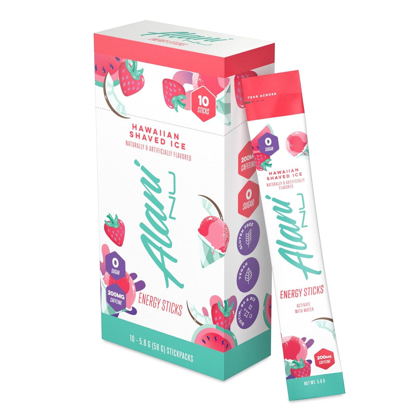 Alani Nu Alani Nu Hawaiian Shaved ICE Energy Sticks | Energy Drink Powder | 200mg Caffeine | Pre Workout Performance With Antioxidants | On The Go Drink Mix | Biotin B Vitamins | Zero Sugar | 10 Pack