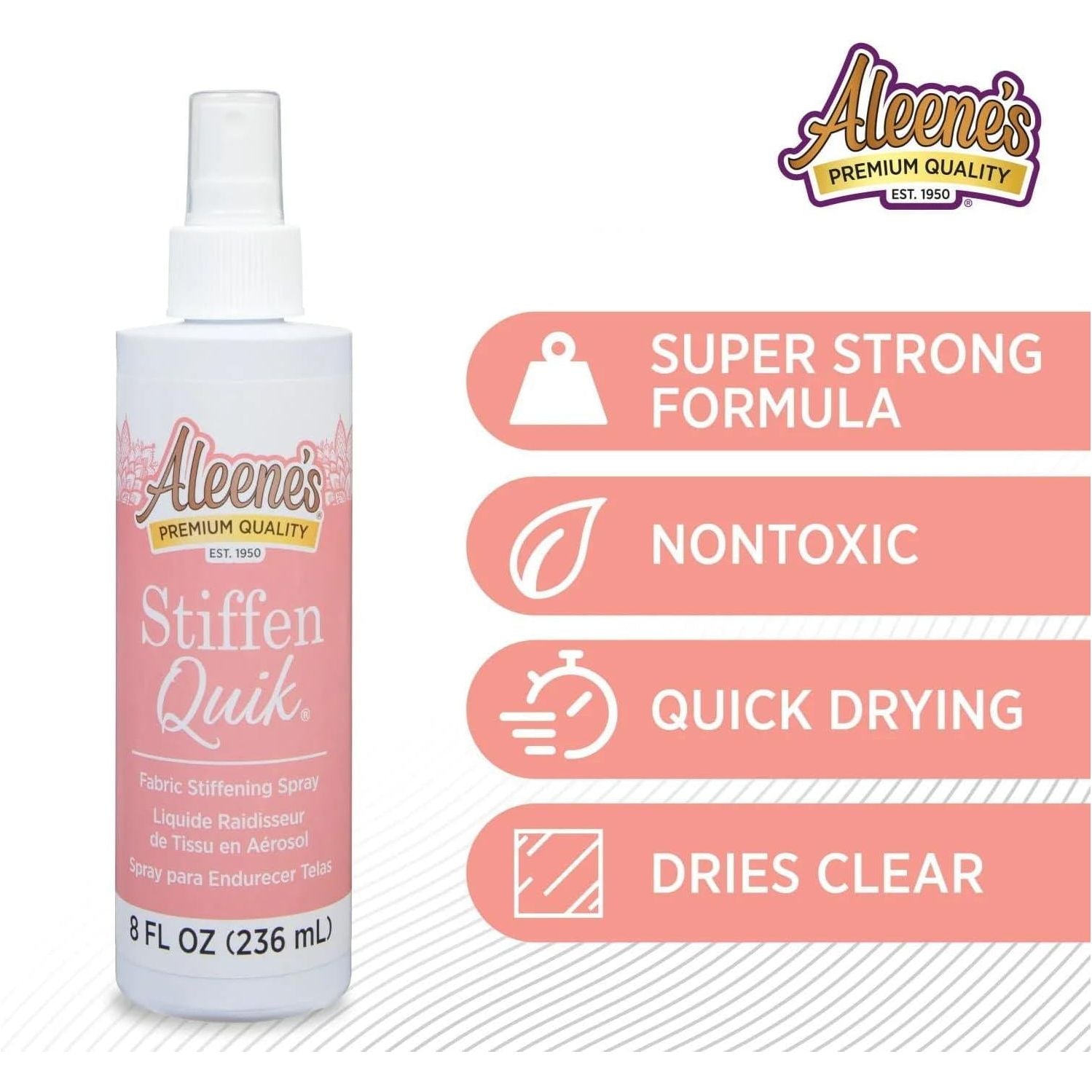 Aleene's 15581 Stiffen-Quick Fabric Stiffening Spray 8oz,Original Version, Packaging May Vary,017754155818