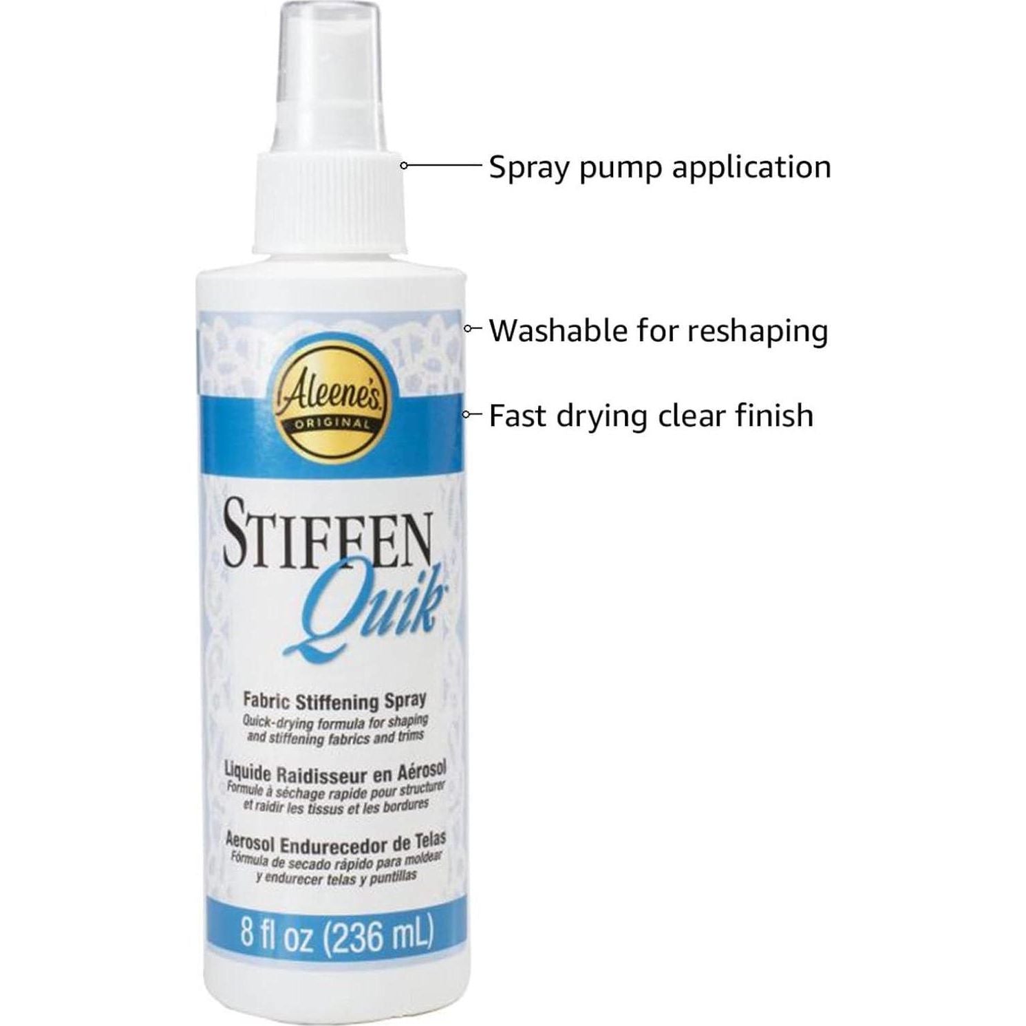 Aleene's 15581 Stiffen-Quick Fabric Stiffening Spray 8oz,Original Version, Packaging May Vary,017754155818