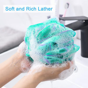 AmazerBath AmazerBath Loofah Sponge 75g/Piece, Exfoliating Bath Sponge Body Scrubber - Loofa Set Of 4 Flower Color (Large, Green-Purple)