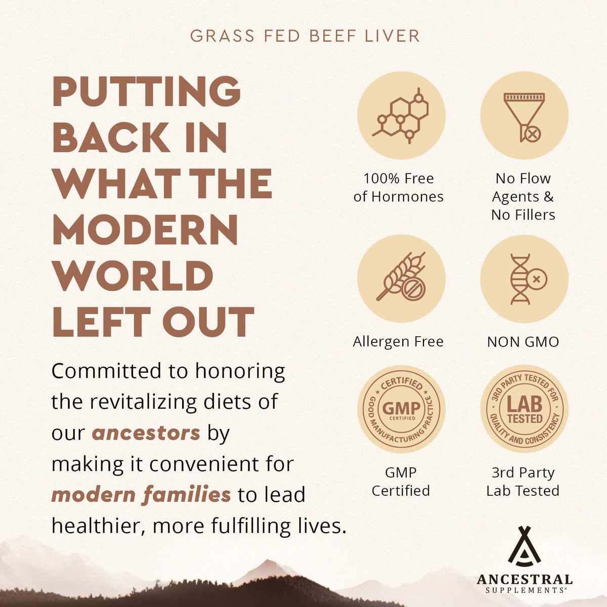 Ancestral Supplements Ancestral Supplements Grass Fed Beef Liver 180 Capsules, Supports Energy Production, Detoxification, Digestion, Immunity And Full Body Wellness, Non-GMO, Freeze Dried Liver Health Supplement