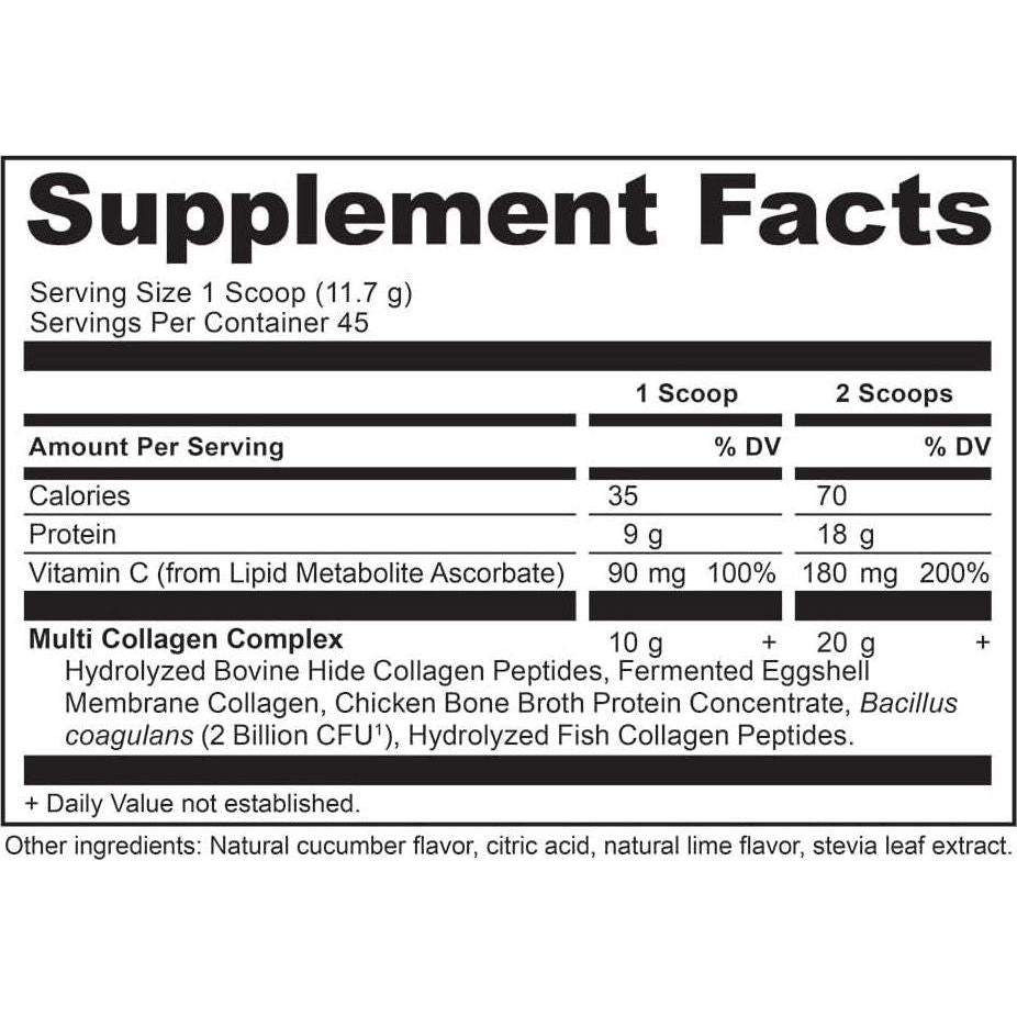 Ancient Nutrition Collagen Powder Protein, Multi Collagen Protein, Cucumber Lime, Hydrolyzed Collagen Peptides Supports Skin And Nails, Joint Supplement, 18.6oz,