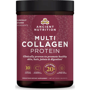 Ancient Nutrition Collagen Powder Protein With Probiotics, Unflavored Multi Collagen Protein With Vitamin C, 45 Servings, Hydrolyzed Collagen Peptides Supports Skin And Nails, Gut Health, 16oz,
