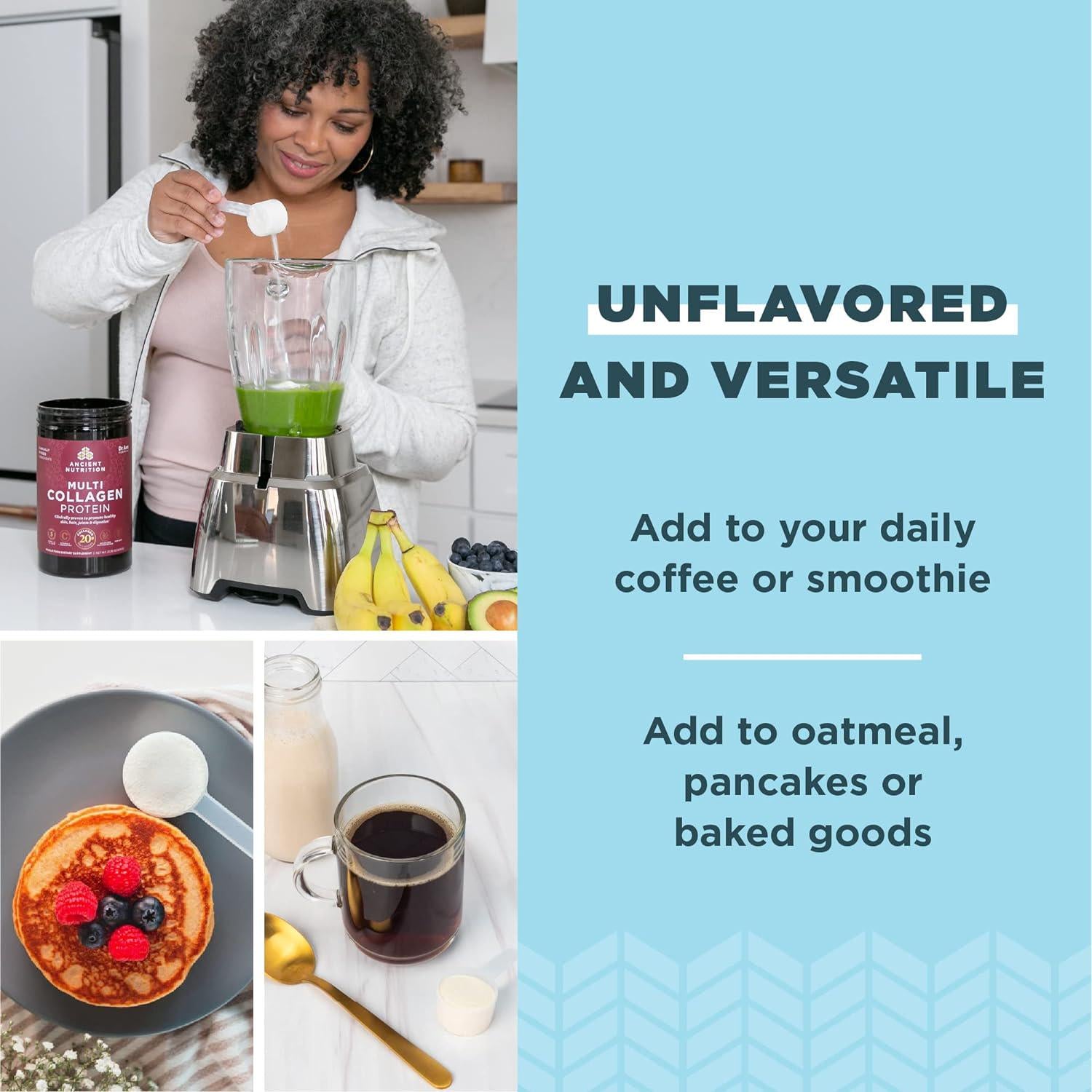 Ancient Nutrition Collagen Powder Protein With Probiotics, Multi Collagen Protein, Unflavored, 60 Servings, Hydrolyzed Collagen Peptides Supports Skin And Gut Health, Joint Supplement, 21.38oz,