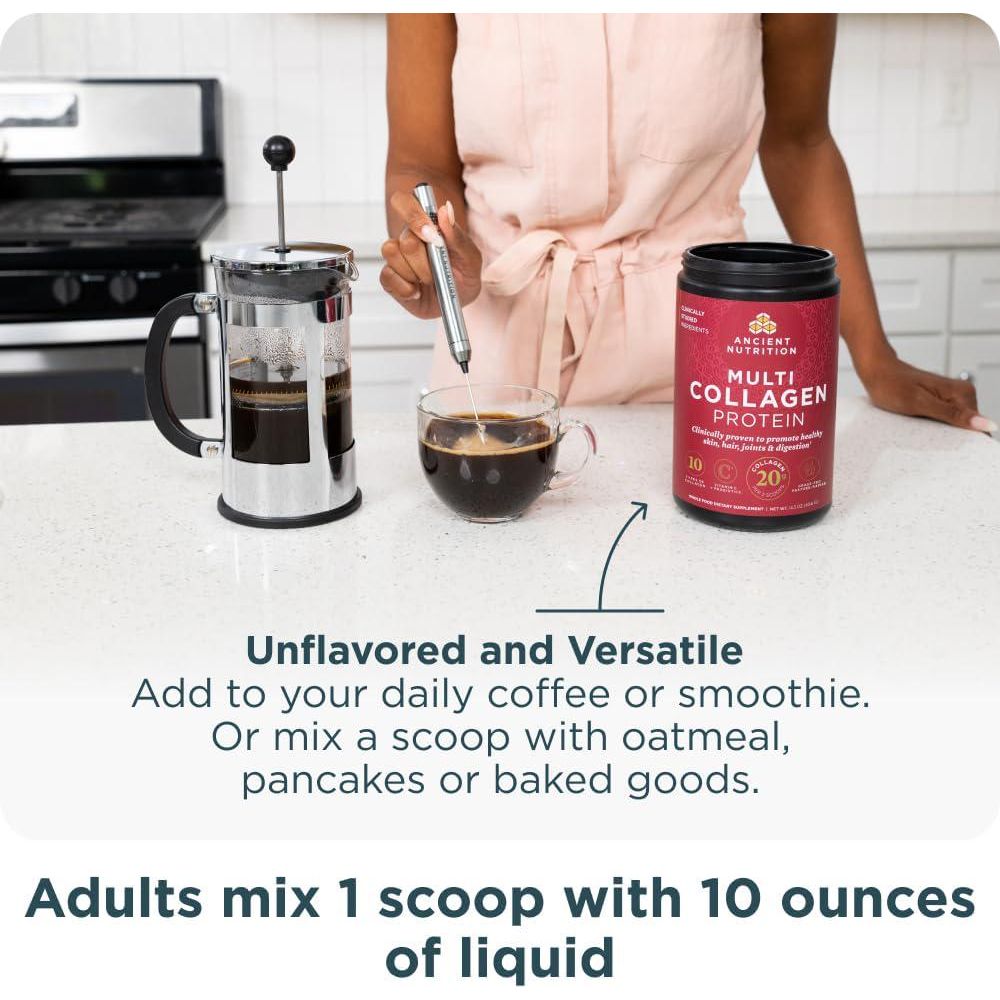 Ancient Nutrition Collagen Powder Protein With Probiotics, Multi Collagen Protein With Vitamin C, Hydrolyzed Collagen Peptides Supports Skin And Nails, Gut Health (40 Servings, Unflavored),816401020383